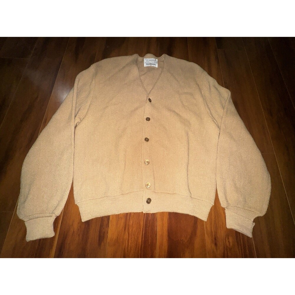 Vintage 60s Robert Bruce Arnold Palmer Alpaca Wool Cardigan Sweater USA M - Picture 2 of 13
